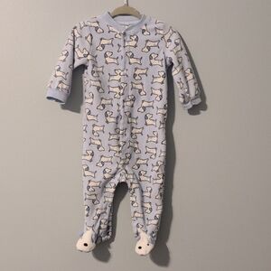 Child of Mine Light Blue Dog Pattern Footie